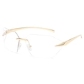 Lunettes de soleil sans monture à branches dorées et verres géométriques œil-de-chat - Branche Dorée Verre Transparent