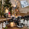 Set di 3 portacandele in metallo argento con vetro per decorazioni moderne da tavola - Set da 3 Pezzi (Senza Candela) / Argento da Sogno