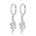 S925 Sterlingsilber Schlangen-Ohrringe mit einzigartigem strukturiertem Schlangen-Design - 925er Silber / Silber