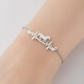 Elegante pulsera de plata en acero inoxidable con colgante de caballo y latido cardíaco - Color Acero