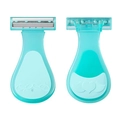 Portable mint green women's razor with ergonomic handle and multi-layer metal blades - Single Pack / Blue