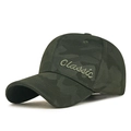 Classic 3D embroidery camouflage baseball cap in army green canvas for sun protection - Adjustable / Army Green