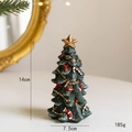 Mini sapin de Noël de 14cm pour bureau avec étoile dorée, nœuds rouges et décorations - Standard / M