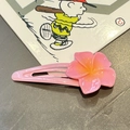 Close-up of pink cherry blossom hair clip with gradient resin petals and metal base - Rose Red