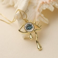 Retro gold evil eye teardrop pendant necklace on shell background for women - Style 4 / Gold