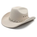 Off-white western cowboy hat with rhinestone band and metal vent eyelets details - M (56-58cm) / Beige