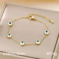 Bracciale occhio greco in acciaio inossidabile dorato con perline su base di pelle - Stile Malocchio Blu Bianco (KB185515-HM)