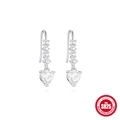 Elegant S925 sterling silver heart-shaped drop earrings featuring sparkling cubic zirconia - Heart Pendant Earring