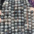Natural emperor stone round loose beads with purple map pattern for DIY jewelry making - Black Grey Emperor Stone 1