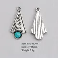 Vintage silver alloy arrow pendant with turquoise stone, moon and star engraving - Moon & Star