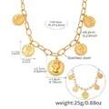 Detailed size and weight specs for the gold stainless steel multi-coin pendant necklace - 40+5cm / Gold (Item: P840)
