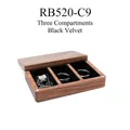 Portable black walnut wood jewelry box with three slots and black velvet lining - 3 Slots Black Velvet (RB520-C9)