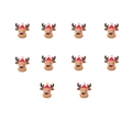 Set of 10 brown enamel reindeer head charms with red Christmas hats for DIY jewelry - Cartoon Reindeer Head Style (1#)