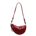 Dark red crescent moon saddle bag in smooth leather with adjustable shoulder strap - Burgundy