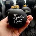 Funny matte black Christmas ornament with white handwritten text and gold metallic cap - Style H - Black Single
