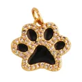 Cute gold paw pendant with black enamel inlay and clear cubic zirconia pavé - Black Paw Print Style (L281269-Black) / Black