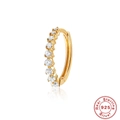 Detailed macro view of 925 sterling silver gold-plated hoop earring with sparkling zircons - Style 1 / Gold
