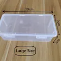 Large size clear plastic stationery box with secure buckle and portable lid 19x9x6cm - Large (19*9*6cm)