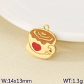 Golden coffee cup pendant with heart enamel detail for DIY jewelry making 14x13mm - Brown Coffee Cup with Red Heart (KLJ9510-ZLA)