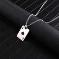 Hip hop ace of spades pendant necklace with silver curb chain on a leather stand - Titanium Steel Spade A / Curb Chain 60cm