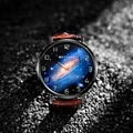 Men's luminous quartz watch featuring a starry galaxy dial and brown leather strap - Coffee Strap