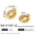 Gouden C-vormige roestvrijstalen oorbellen 3,2cm met waterdicht en hypoallergeen ontwerp - C-Vormige Ring Met Bal (NB-E1491-G) / Goud