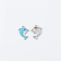 Detail of blue enamel and silver dolphin charms for DIY jewelry making and bracelets - 6# Sky Blue (White K)