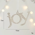 Silver glitter 'joy' letter Christmas tree ornament with hanging string, 10x7cm size - JOY Sign