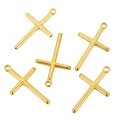 Set mit fünf goldenen Edelstahl-Kreuzanhängern für DIY-Schmuckherstellung und Zubehör - Gold