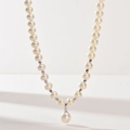 Elegant rice freshwater pearl necklace with silver beads and drop-shaped pearl pendant - Teardrop Pearl Pendant Silver Spacer Style (W-d-010)