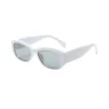 Retro oval sunglasses with thick white plastic frames and dark grey lenses for women - White Frame Gray Lens