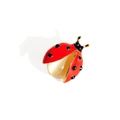 Spilla coccinella carina con ali in smalto rosso, strass neri e pietra occhio di gatto - Mini Spilla Coccinella Occhio Di Gatto