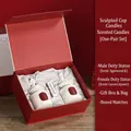 Wedding gift set with white sculpture candles in red box including ebony and cocoa scents - Cocoa Liqueur + Ebony [Double Happiness]