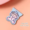 Cute Cow Girl magnetic bookmark with milk design in 3x3.6cm size for students - Approx. 3*3.8cm / Cow Girl