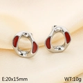 Pendientes geométricos de plata con esmalte marrón rojizo sobre seda, tamaño 20x15mm - Estilo B Color Acero (KE114515-K)