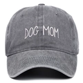 Casquette vintage en coton délavé anthracite avec broderie blanche DOG MOM sur l'avant - Taille unique / Gris