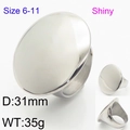 Anello rotondo minimalista in acciaio inossidabile lucido argento, taglia 6-11 unisex - US 6 / Acciaio Lucido Tondo