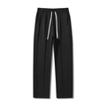 Men's casual black straight-leg sweatpants with elastic waist and white drawstring - Black