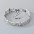 Detail of stainless steel tennis chain bracelet with lobster clasp and adjustable extension - Stainless Steel / Silver Style (KB204371-ZCG)