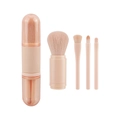 Tragbares 4-in-1 Make-up Pinsel Set in Nudepink mit transparentem Reiseetui - Rosa
