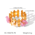 Dettaglio dimensioni di un anello vintage a corona dorato con perline e motivi floreali - Viola (HC-R30278-PE)