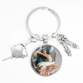 Elegant silver ballet dancer keychain with artistic charm pendant and ballerina shoes charm - Style 8