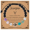 Scorpio blue sand stone beaded bracelet with multi-color gems and adjustable cord - Scorpio-Braided