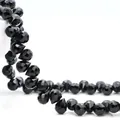 Faceted black teardrop crystal glass beads with horizontal holes for jewelry making - 8mm (Approx 87 beads/string) / Black