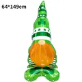 Large 64x149cm St. Patrick's Day gnome foil balloon with green clover and orange beard - Shamrock Gnome with Base / 64x149cm