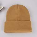 Classic mustard yellow knitted beanie hat for men and women, essential autumn winter warm cap - Adult 56-60cm / Dark Khaki