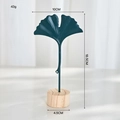 Nordic dark green ginkgo leaf ornament with natural wooden base and 18.5cm height - Single Ginkgo Leaf / Navy Blue