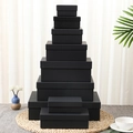 Minimalist rectangular black cardboard gift boxes stacked in multiple sizes on straw mat - No.5 Gift Bag 16.3*8.5*17cm / Black