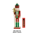 30cm Nutcracker soldier figurine in red and gold with crown and scepter - King With Scepter/S3011B