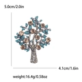 Spilla ad albero vintage in bronzo con strass verde acqua e pietre marroni, 5cm - caffè